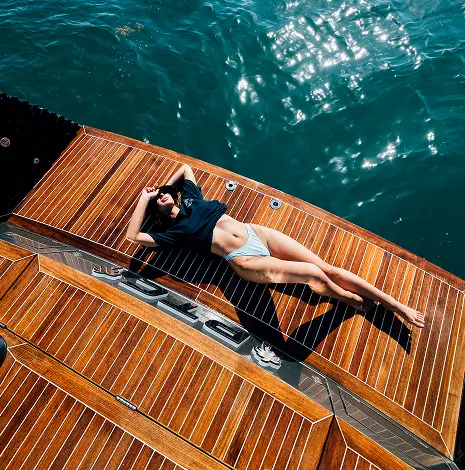 Model on a boat
